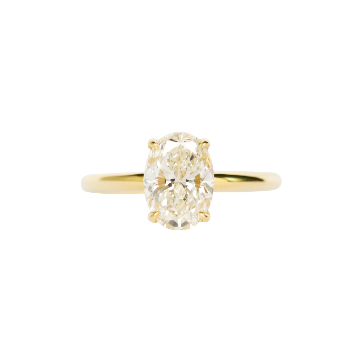 Oval Solitaire Setting With Diamond Basket In Yellow Gold