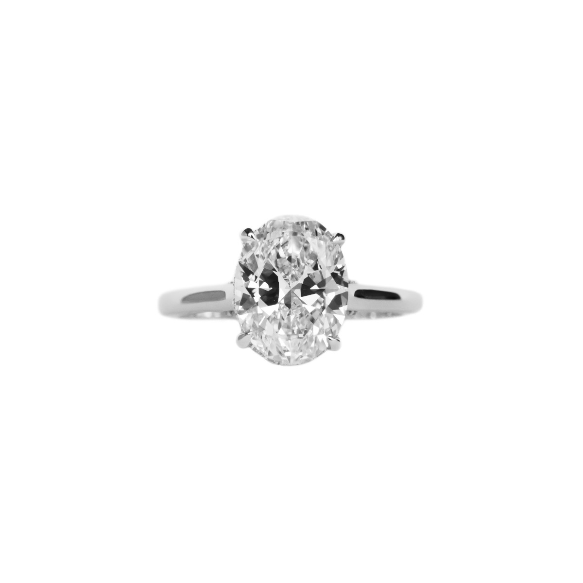 DBK Classic Solitaire Setting For Oval Center With Diamond Basket & Bridge In White Gold