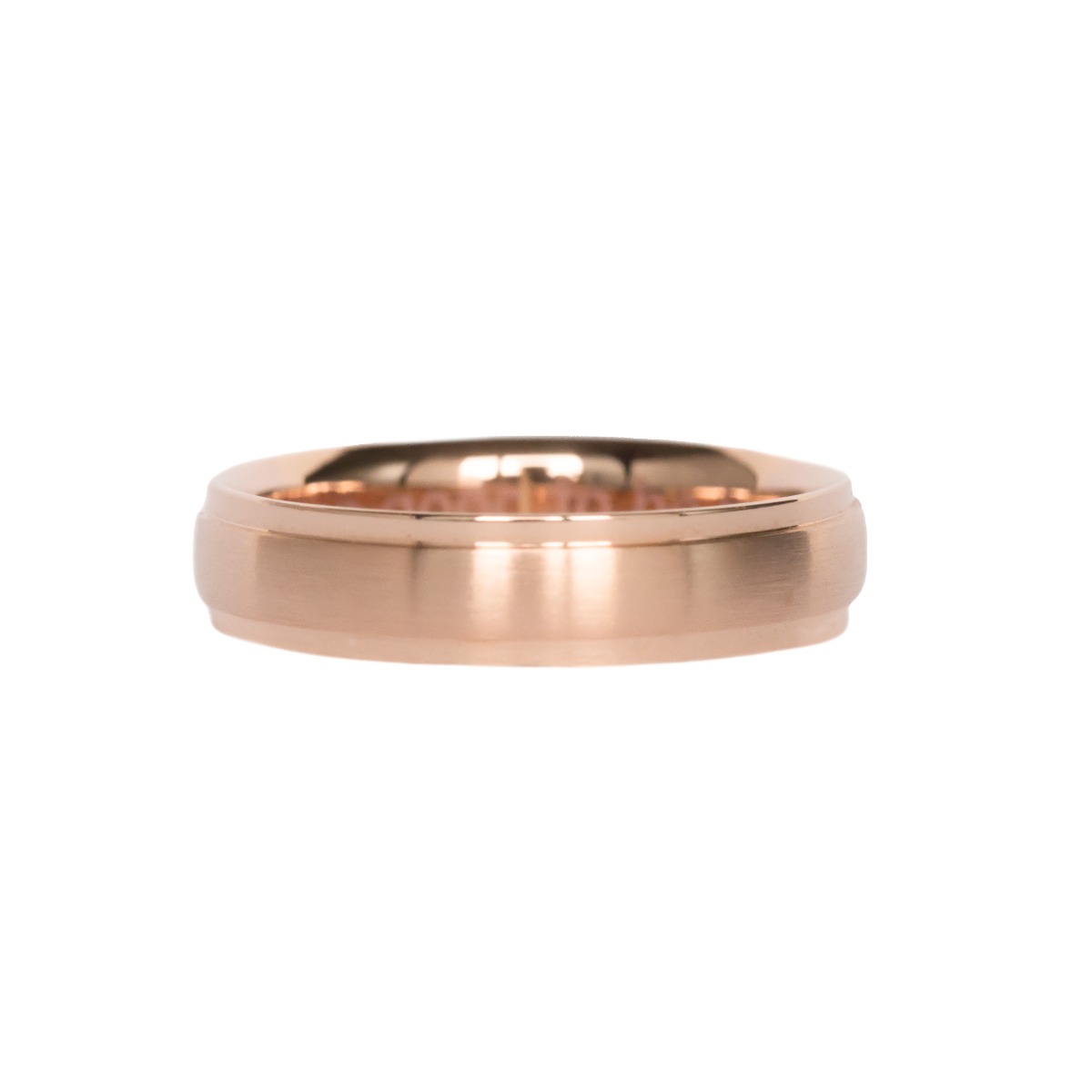Men's Comfort Fit Wedding Band with Brushed Center and Shiny Edges in Rose Gold (5mm) 