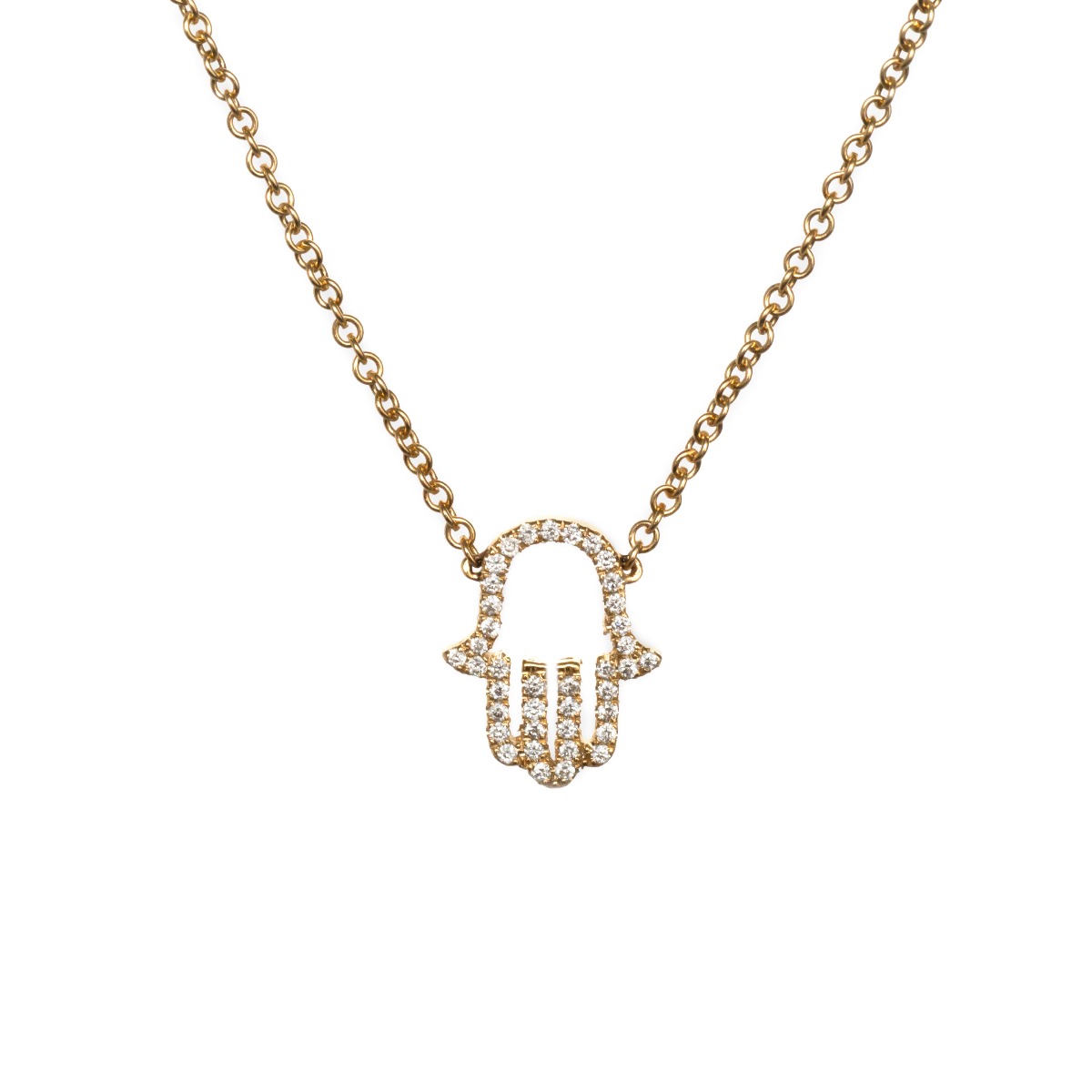 Open Hand Diamond Hamsa Necklace - Medium