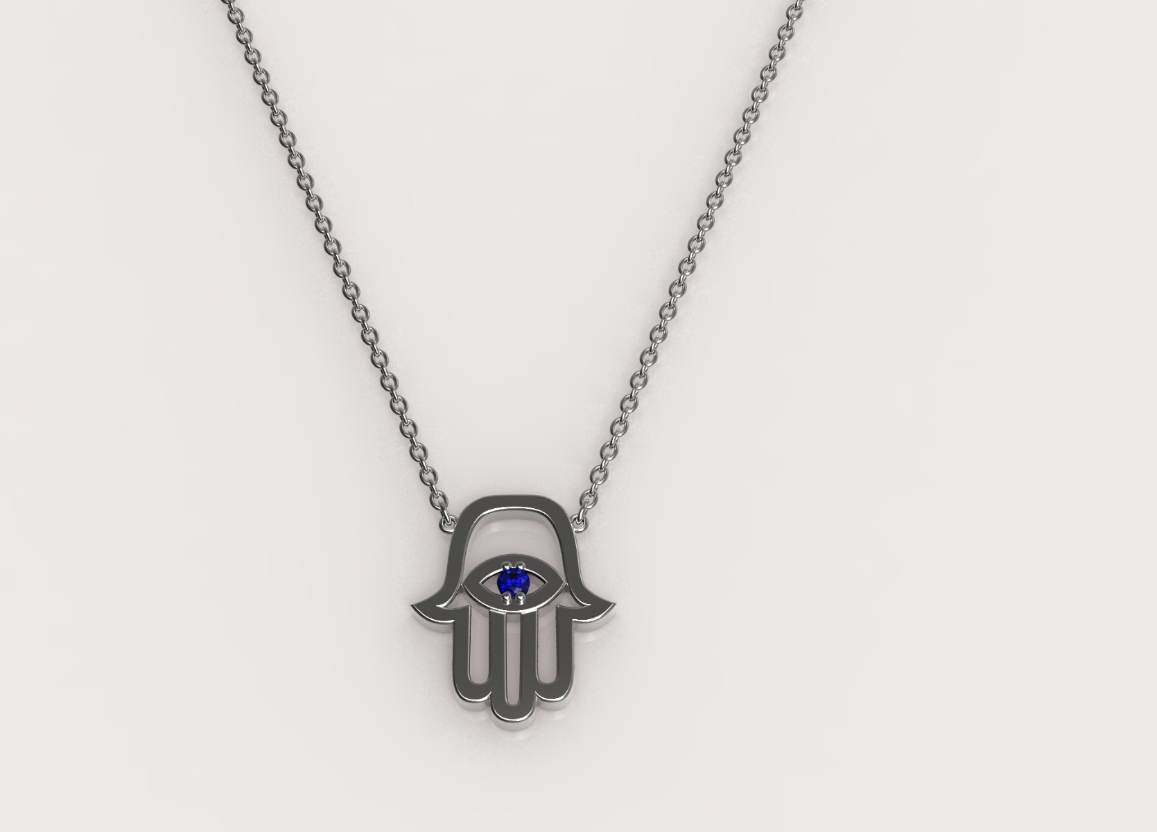 DBK Hamsa Necklace With Gem Stone Eye - Medium